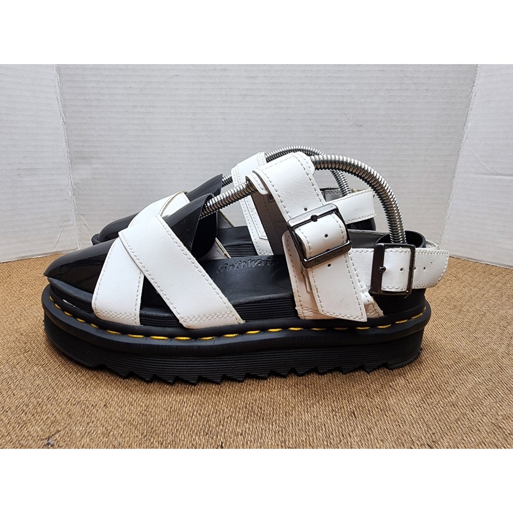 Dr Martens Voss II Leather Platform Sandals White Size 9